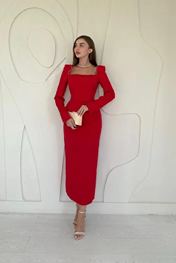 Elbee Fashion Woman Pearl Padded Dress
