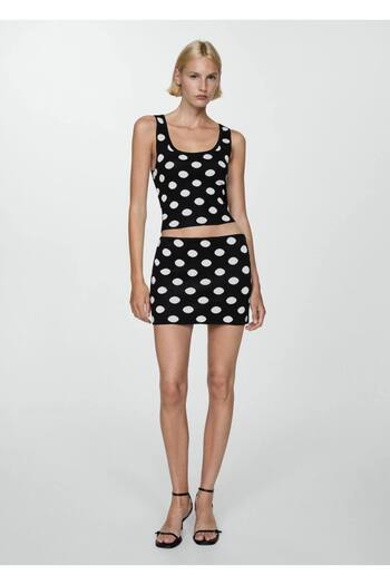 MANGO Woman Polka Dot Knitwear Blouse