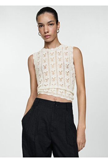 MANGO Woman Häkelstrickbluse