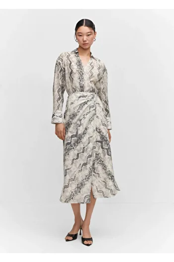 MANGO Woman Snake patterned lyocell dress