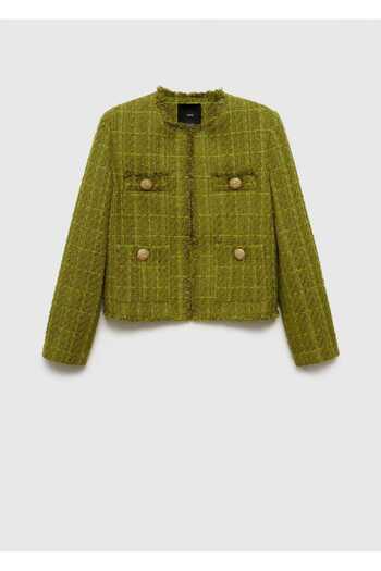MANGO Woman Ζακέτα Tweed με κοσμήματα με κουμπιά