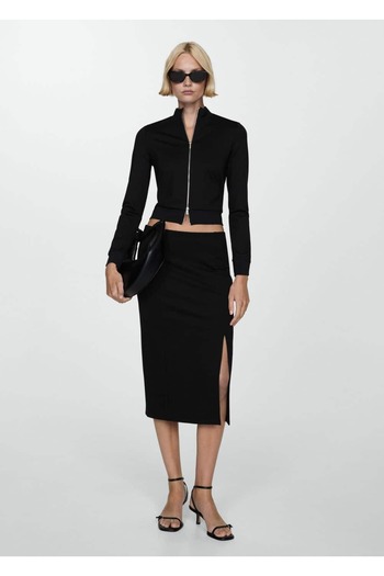 MANGO Woman Double Zippered Fitted Jacket