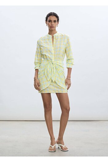 MANGO Woman Checked bow dress