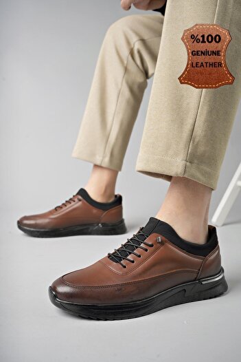 MUGGO Free Guaranteed Men's Daily Classic Genuine Leather Casual Comfortable Orthopedic Shoes