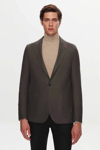 Twn Slim Fit Anthracite Dobby Fabric Jacket