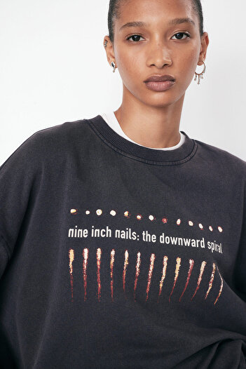 H&M Baskılı Oversize Sweatshirt