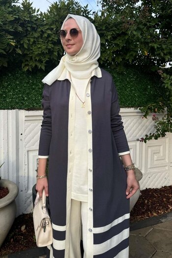 Rabia Şamlı Ζακέτα Anthracite Image ριγέ πλεκτό