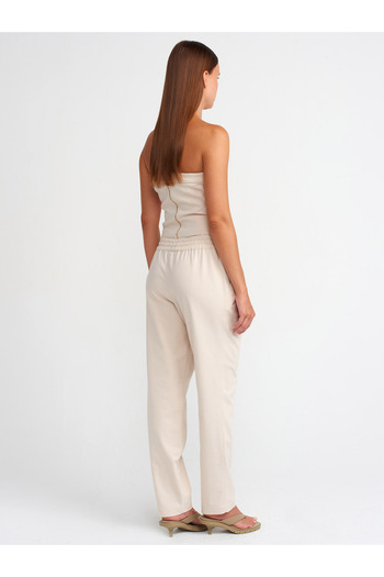 Dilvin 71301 Beige Drawstring Jogger Pants