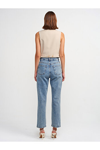 Dilvin Model 71683 - Pantaloni din denim cu picior tub, culoare nuanta