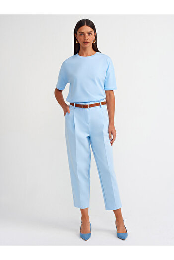 Dilvin 71533 Pantaloni albaștri cu centură morcov