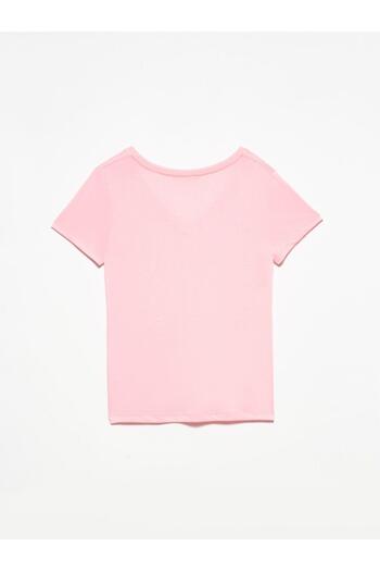 Dilvin Tricou de bază DILVIN 3470 cu decolteu în V roz