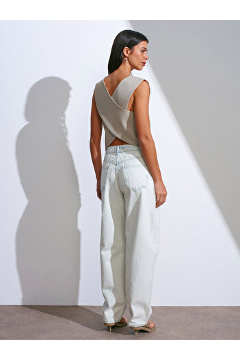 Dilvin 71505 Pantaloni din denim cu balon albastru deschis