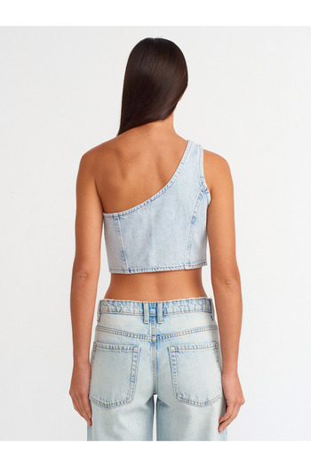 Dilvin 50734 Single Shoulder Blue Denim Vest
