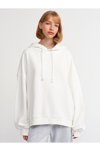 Dilvin 40142 Hooded Sweatshirt-ecru