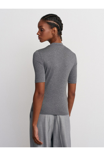 Dilvin 30481 Anthracite High Collar T-Shirt