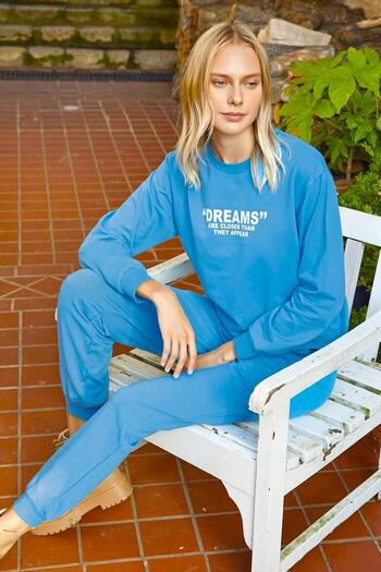 Aydoğan 40000 Women's Long Sleeve Tracksuit Set Blue