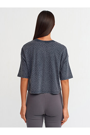 Dilvin Μπλουζάκι 30710 Anthracite Oversize Stone Printed