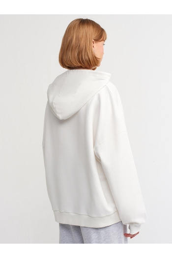 Dilvin 40142 Hooded Sweatshirt-ecru