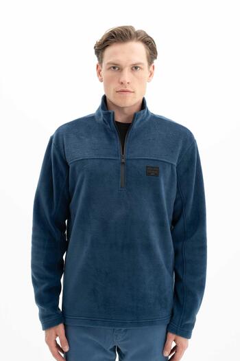 Arma Чоловічий Indigo Regular Fit Стовпчастий комір Softech Polar Напівзастібка-блискавка Світшот K26404674701