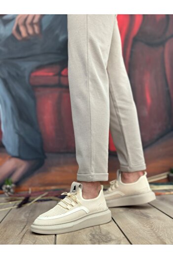BOA Ba0375 Custom Knitted Knitwear Style Cream Color Sports Shoes
