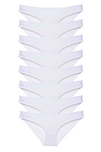 Royaleks White Lycra 8 Pieces Women's Slip Panties Set