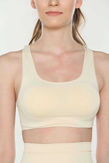 İntive Lingerie Elite Life Wide Strap Women's Supported Sports Bustier Tan Bra 777