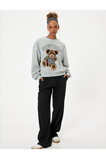 Koton Gray Women's Oversized Sweatshirt
