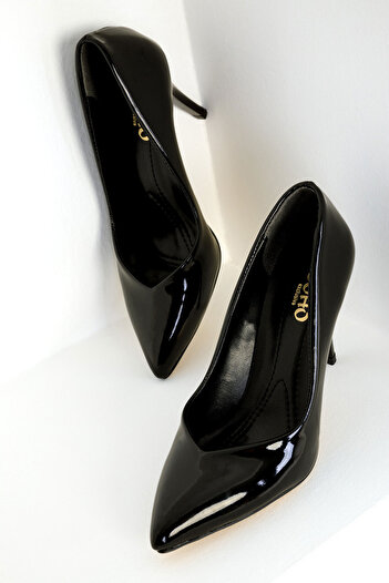 SOHO Patent Leather Black Women's Classic Heeled Shoes - 19549