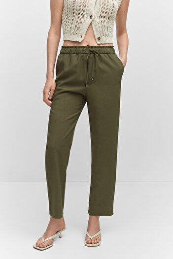 MANGO Straight Cut Flowy Trousers - Bow Detailed