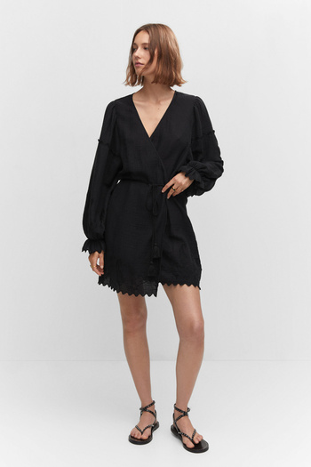 MANGO Woman Embroidered Textured Dress