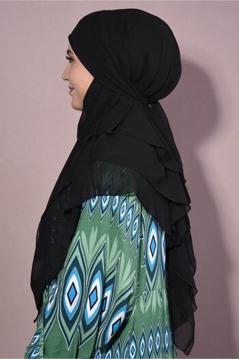 FLORA TEKSTİL Medium Size Chiffon Souffle Hijab Khimar - Sfl2403
