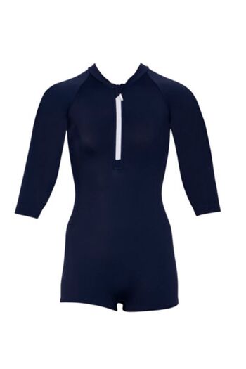 Kom Zippered Long Sleeve Swimsuit with Shorts