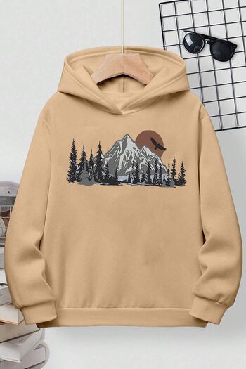 uyguntarz Bequemes Sweatshirt mit Berg-Aufdruck für Jungen und Mädchen