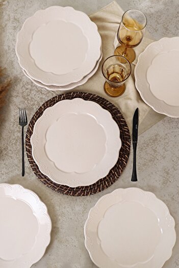 Keramika Cream Tango Serving Plate 28 Cm 6 Pieces 030