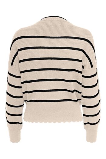 ONLY Balloon Sleeve and Crew Neck Women's Knitted Sweater - Ecru 15279935