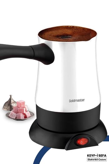 GOLDMASTER Keyf-i Sefa Pearl White 5-Cup Capacity Stainless Steel Electric Coffee Pot
