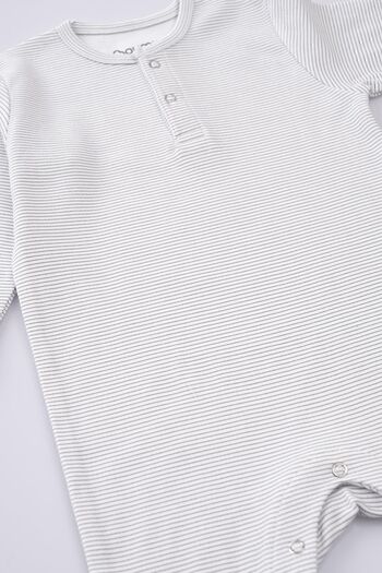 Boumini Baby Long Sleeve Snap Jumpsuit Gray Striped