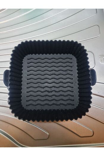 GULHANILE Airfryer Silicone Cooking Container 20x20 Cm Black Compatible with All Airfryers