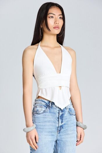 boutiquen 2401 Low-cut Ecru Blouse