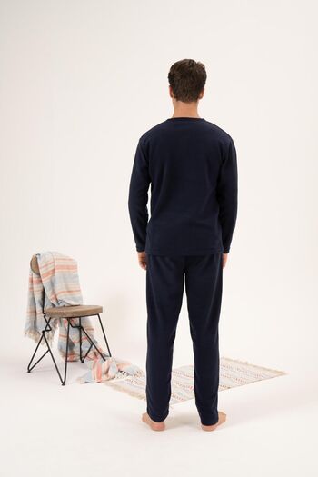 Estiva Men's Fleece Pajama Set - Winter, Buttoned Collar