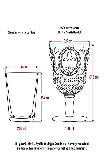 EWs Akrilik Bal Tekli Kadeh & Su Meşrubat Kahve Yanı Bardağı 450 ml ( Cam Değildir )