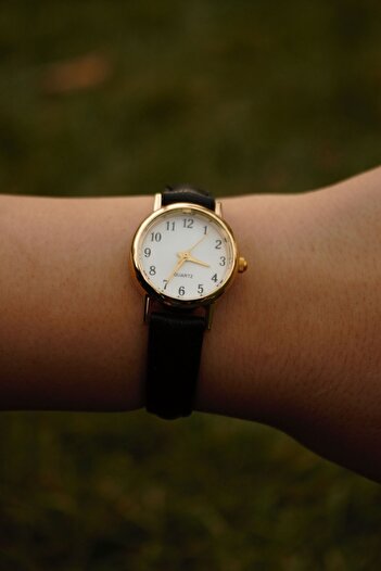 QUARTZ Marka Vintage Deri Kordon Yuvarlak Klasik Minimal Kol Saati