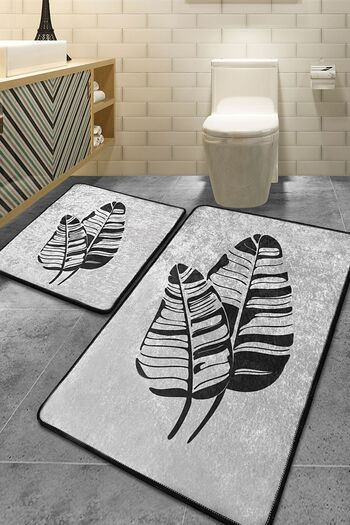 Chilai Home Gray 2-Piece Lipha Bathroom Rug