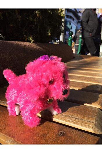 Genel Markalar Havlayan, Yürüyen Pilli Oyuncak Peluş Köpek(KOYU PEMBE)