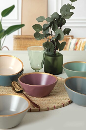 Keramika Rainbow Gold Mesh Hitit Bowl - 14 cm, 6 τεμάχια