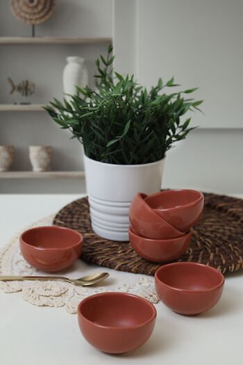 Keramika 8 Cm Red Brown Cloud Mini Snack Bowl - 6 Pieces 607