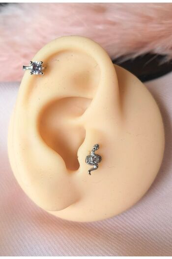 Bylin Helix & Tragus Yılanlı 925 Ayar Gümüş Piercing Küpesi Seti (2ADET)