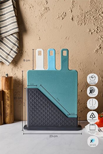 Perotti Brice 4-Piece Cutting Board Set - Indexed Color Design for Vegetables, Meat and Bread