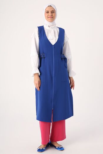 ALLDAY Saks Side Buckle Zippered V-Neck Vest