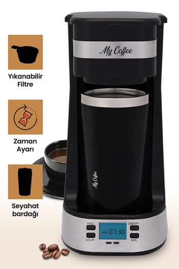 My Coffee Mycoffee Touch Mc-107 - Steel Thermos with Cup, Timer and Automatic Filter Coffee Maker